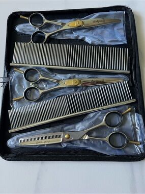 Good Pup GroominStainless Steel Silver & Gold Hair Scissors and Comb Set NWOT